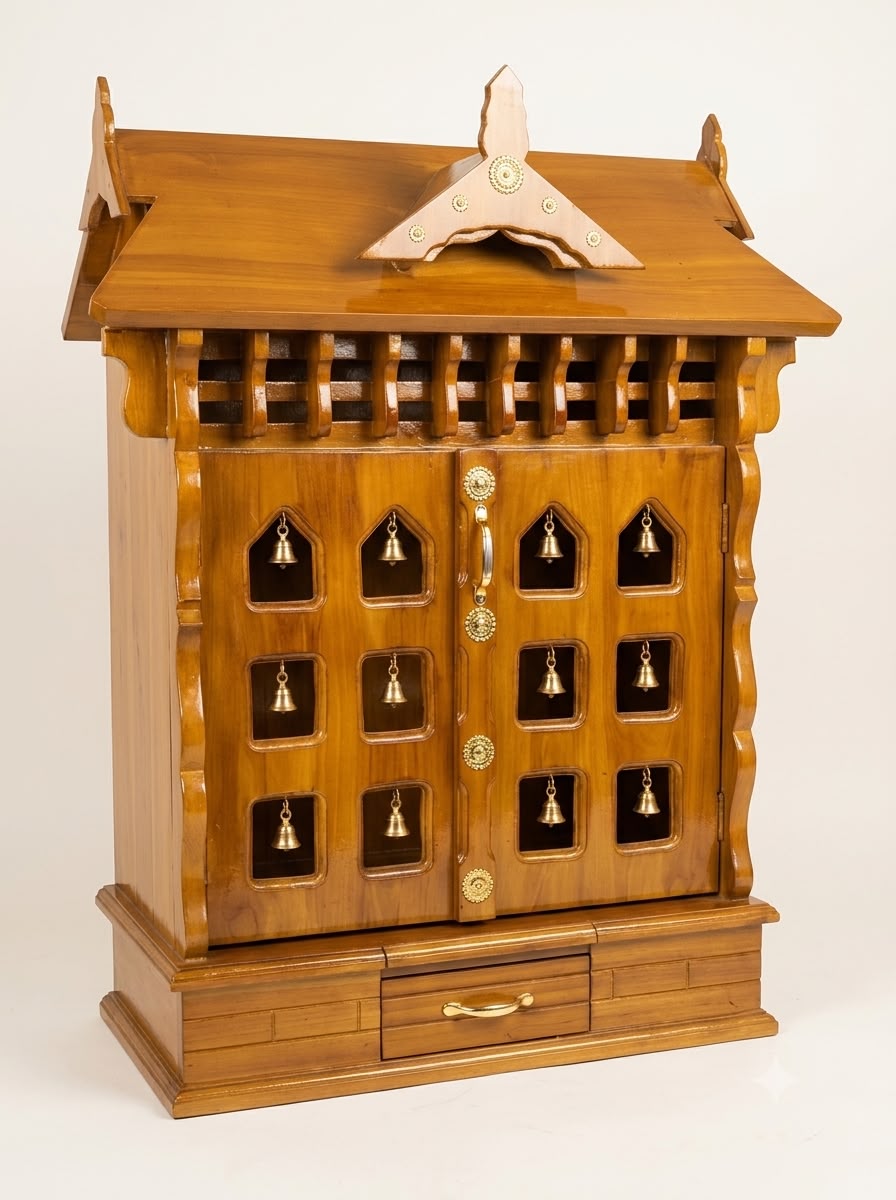 TRADITIONAL SOLID TEAK WOOD POOJA MANDIRAM_0