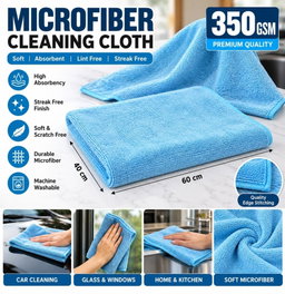 Microfiber 350GSM, 40x60cm, Sky-blue colour