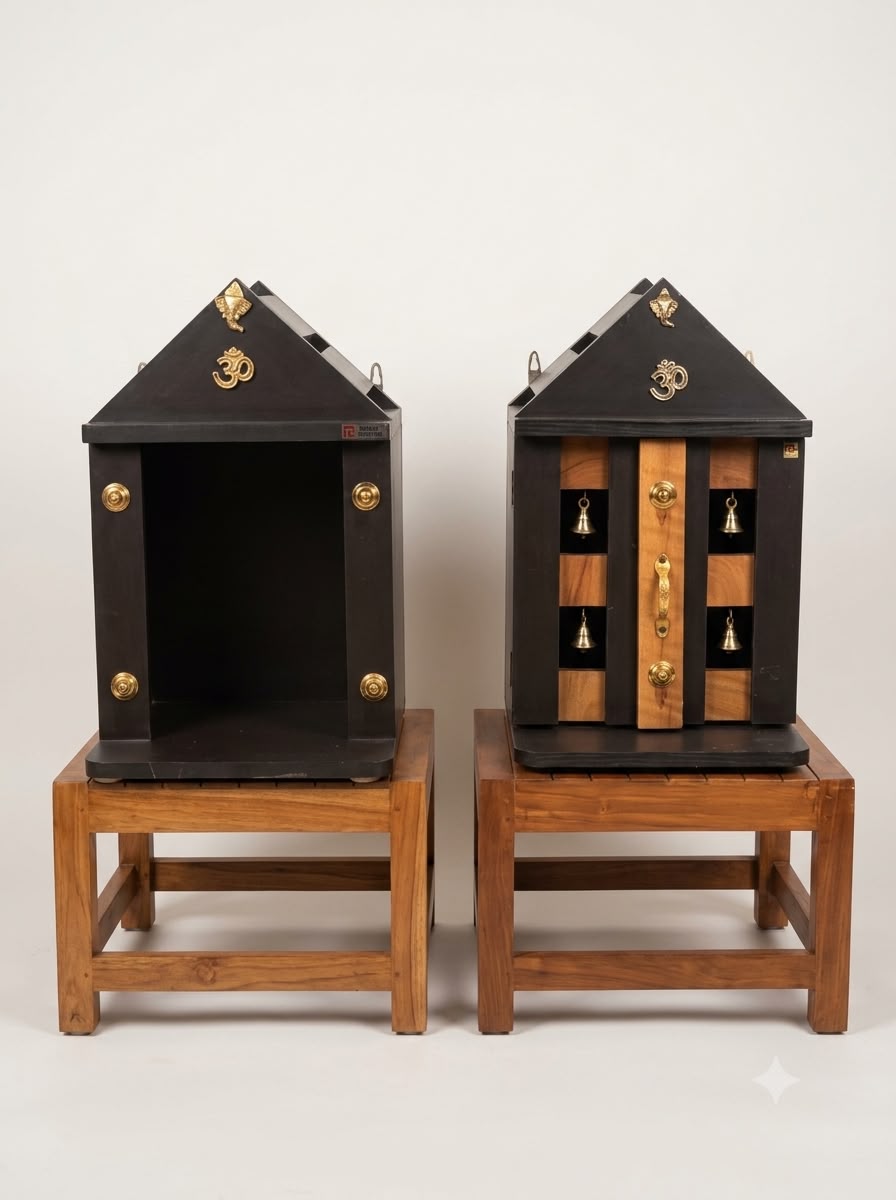 CONTEMPORARY DUAL-TONE POOJA MANDIRAM_0