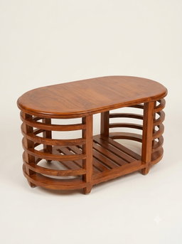 CONTEMPORARY OVAL SOLID TEAK WOOD TEAPOY