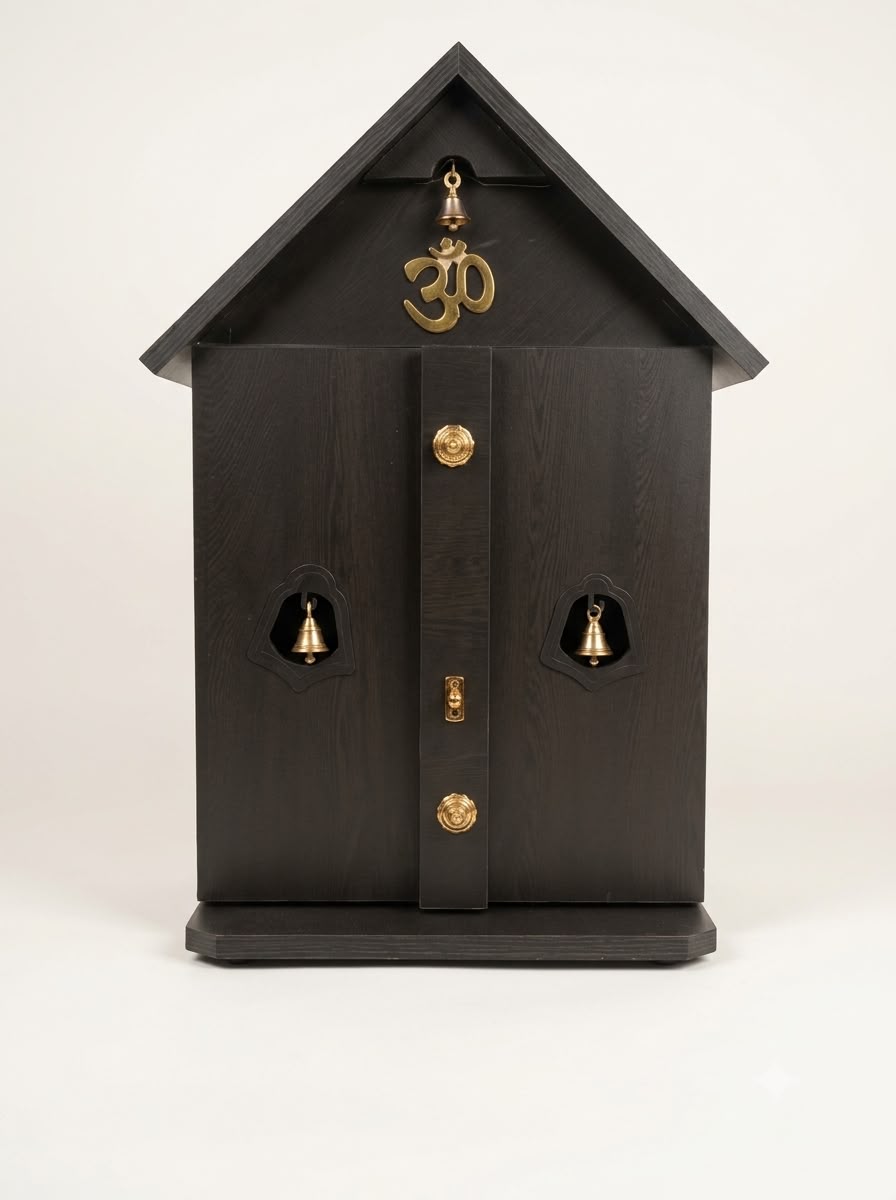 MODERN MATTE BLACK POOJA MANDIRAM
