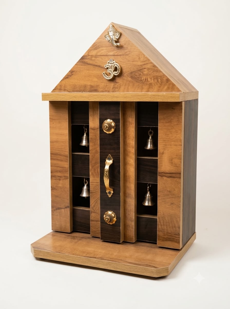 CONTEMPORARY DUAL-TONE WOODEN POOJA MANDIRAM_0
