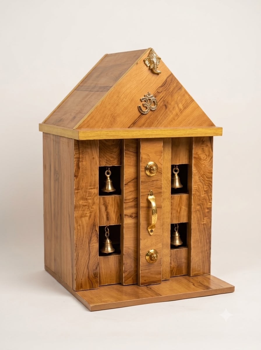 COMPACT SOLID TEAK WOOD POOJA MANDIRAM_0