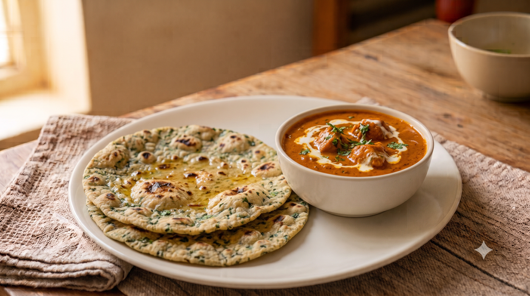 2Methi Chappathi+Butter Chicken Masala