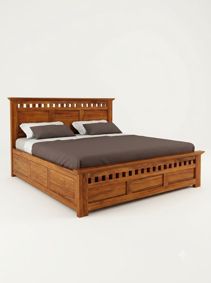 BED WITH STORAGE & LATTICE HEADBOARD