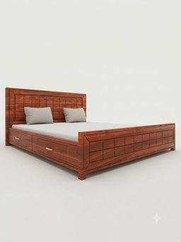 MODERN PANEL-GRID STORAGE WOODEN COT