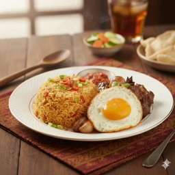 Nasi minyak+malbi daging+telur+acar+sambal nanas