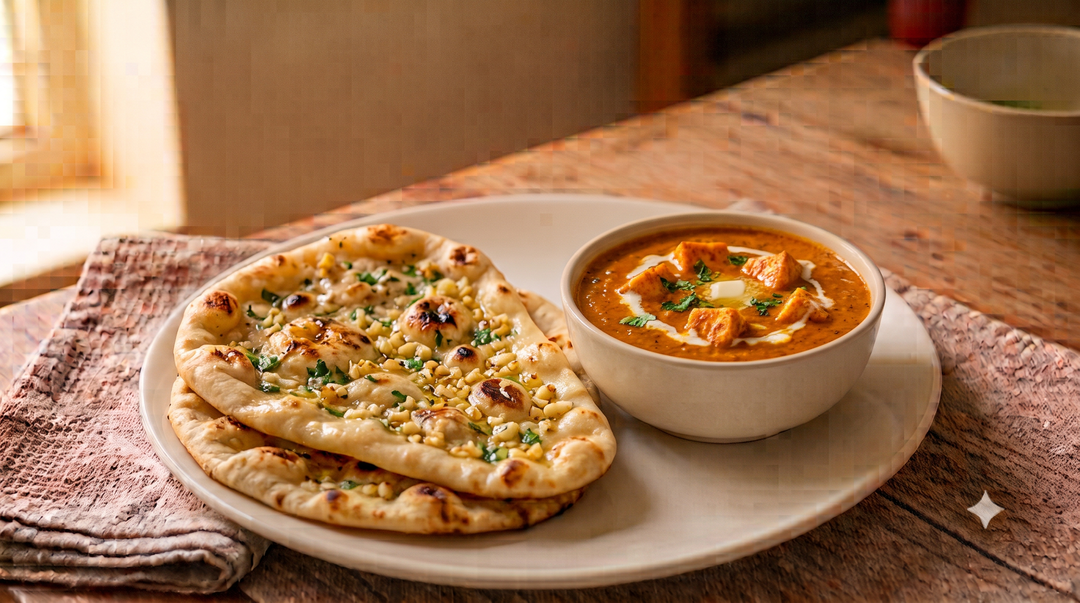 2Butter Garlic Naan+Paneer Butter Masala