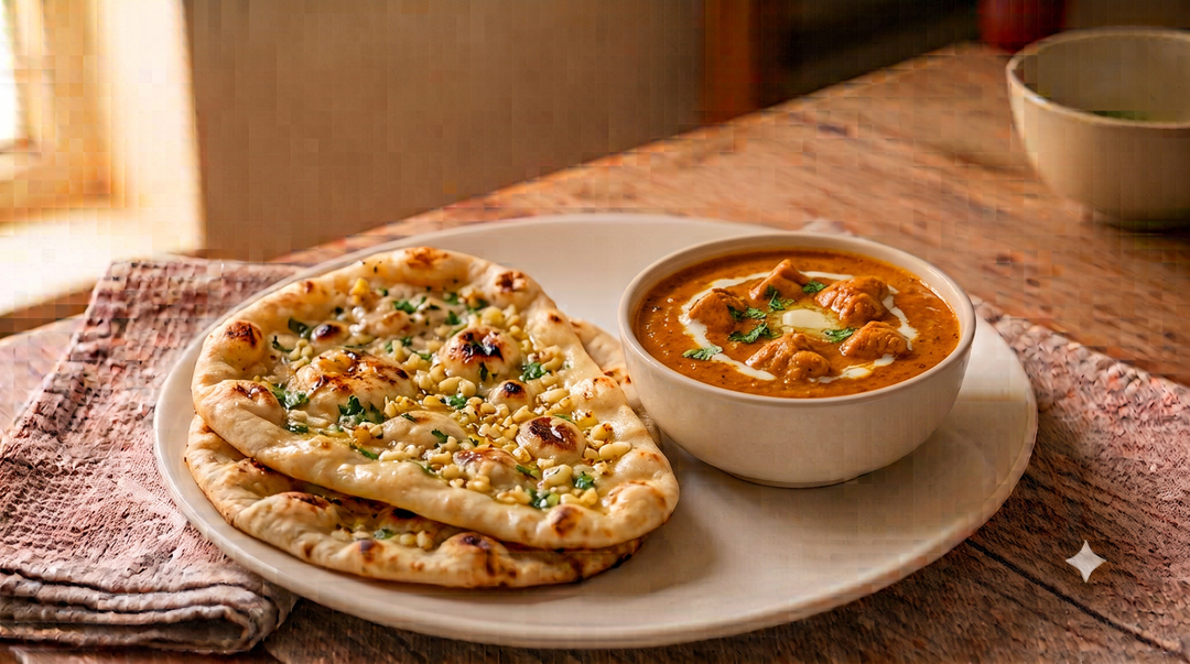 2Butter Garlic Naan+Butter Chicken Masala
