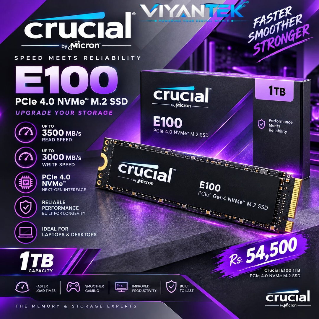 CRUCIAL E100 1TB PCIe 4.0 NVMe M.2 SSD
