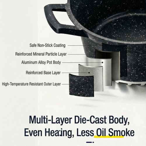 BROCOOK 10 Pcs 4 pots and 1 fry pan with 5lids Die-Cast Non-Stick Granite pot set_3