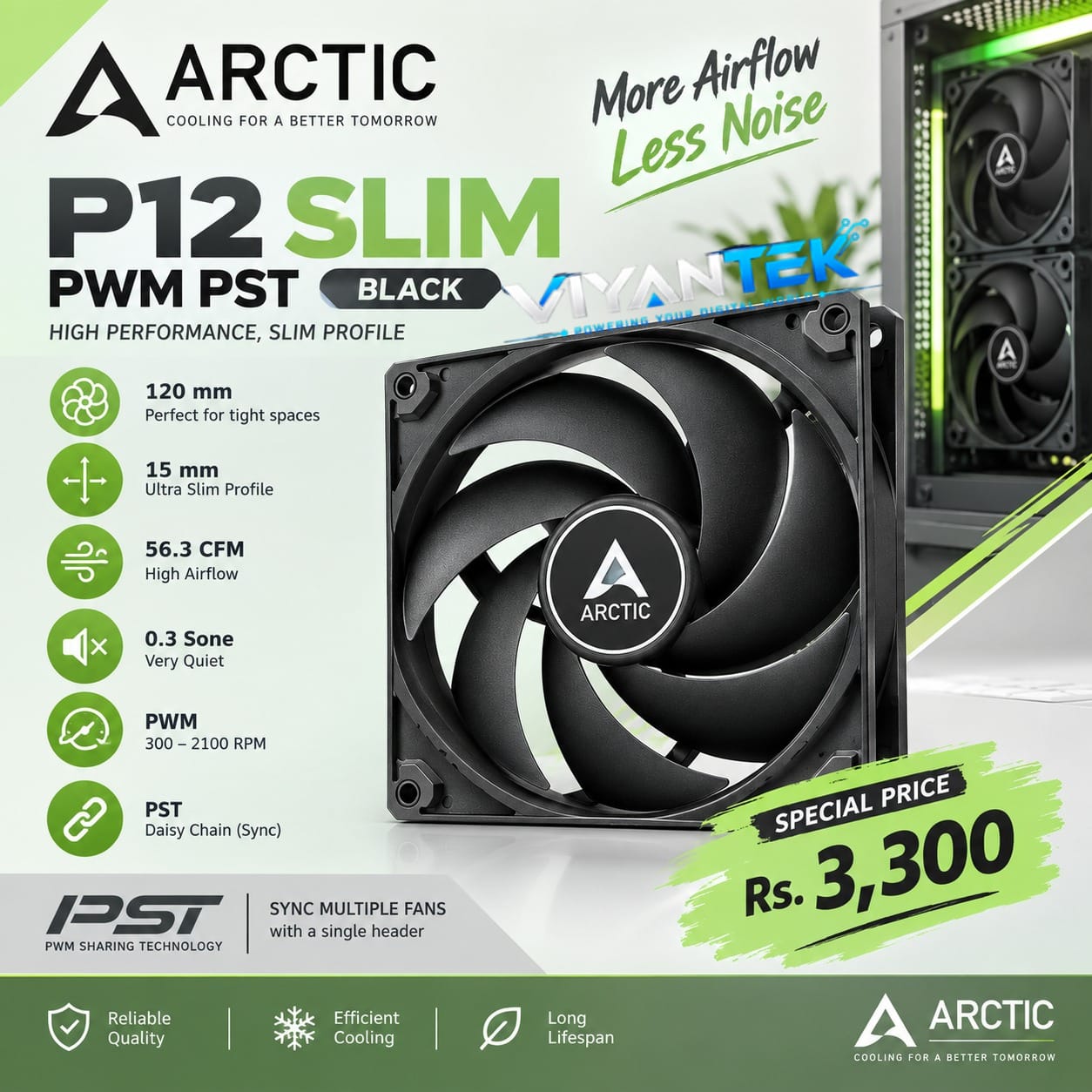 ARCTIC P12 SLIM PWM PST – BLACK_0