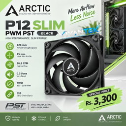 ARCTIC P12 SLIM PWM PST – BLACK
