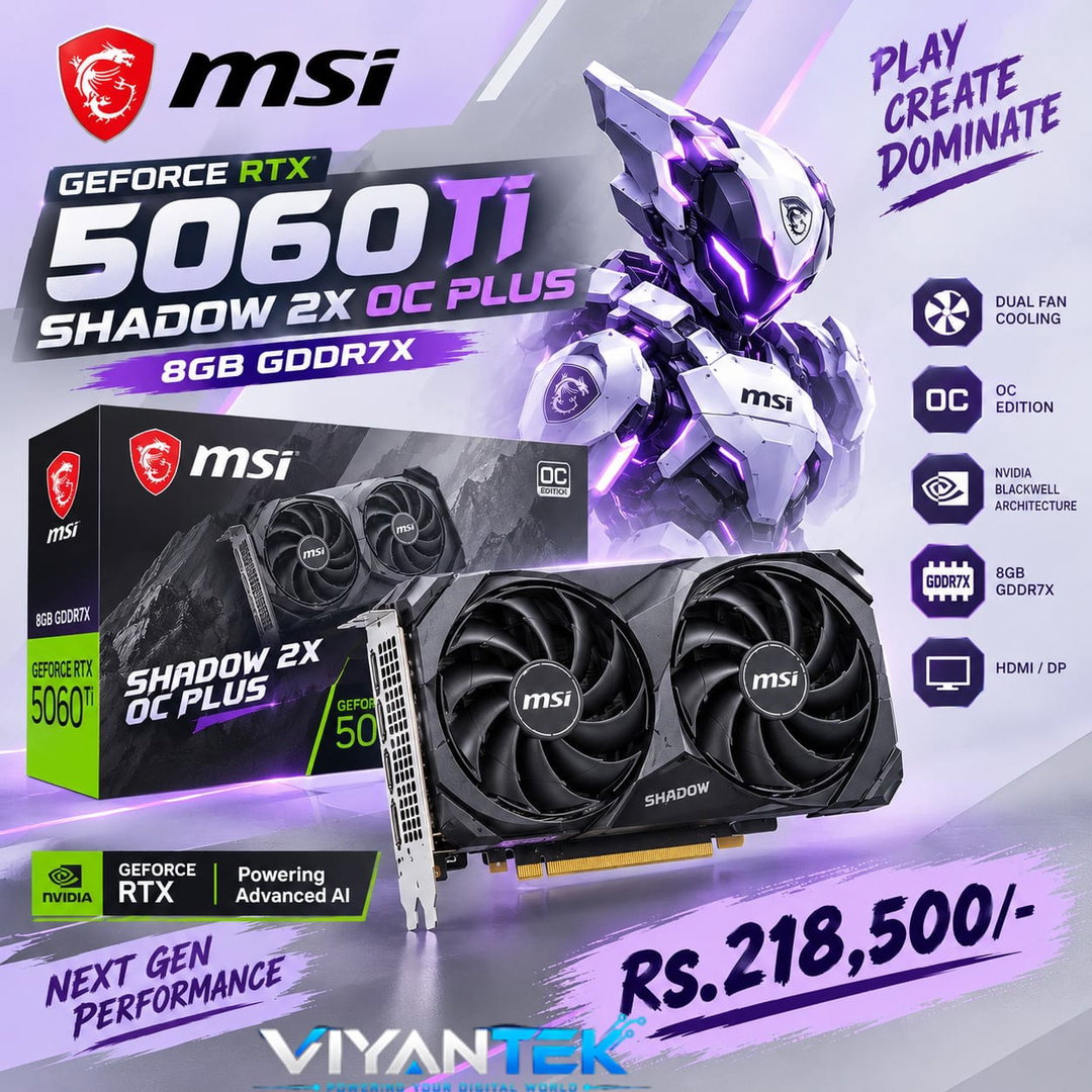 MSI GeForce RTX 5060 Ti Shadow 2X OC Plus 8GB