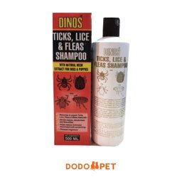 Dinos Dog Shampoo 500ml – Ticks Lice & Fleas, Coal Tar, Medicated