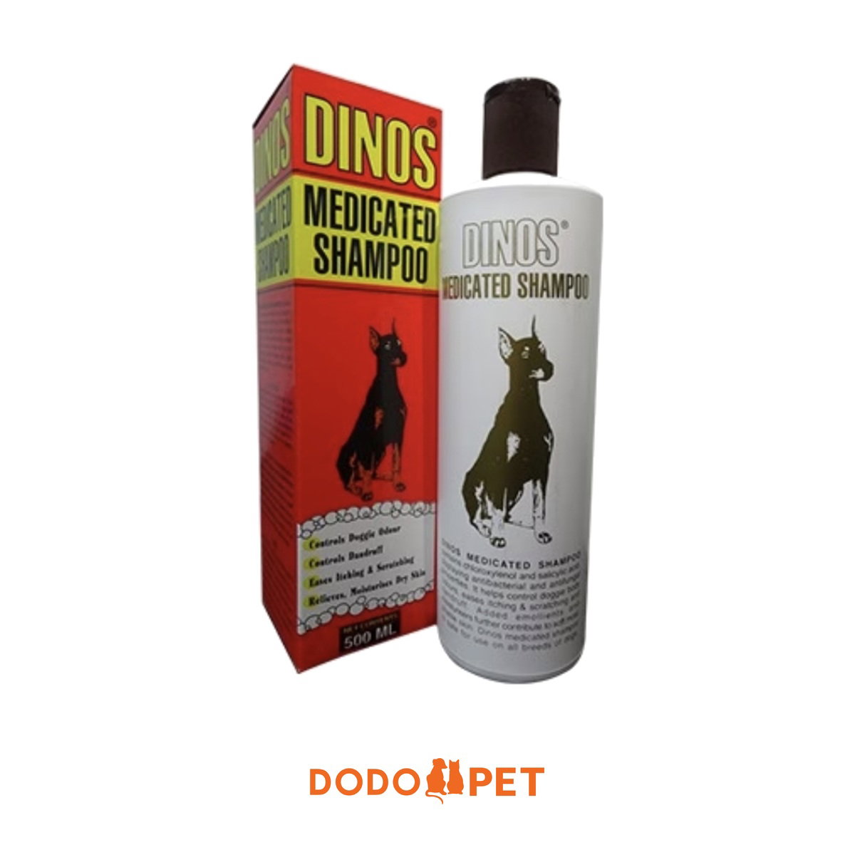 Dinos Dog Shampoo 500ml – Ticks Lice & Fleas, Coal Tar, Medicated_3