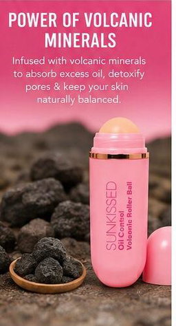 SUNKISSED VOLCANIC ROLLER BALL, HELPS WITH GLOSSY MAKEUP
