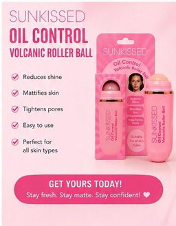 SUNKISSED VOLCANIC ROLLER BALL, HELPS WITH GLOSSY MAKEUP