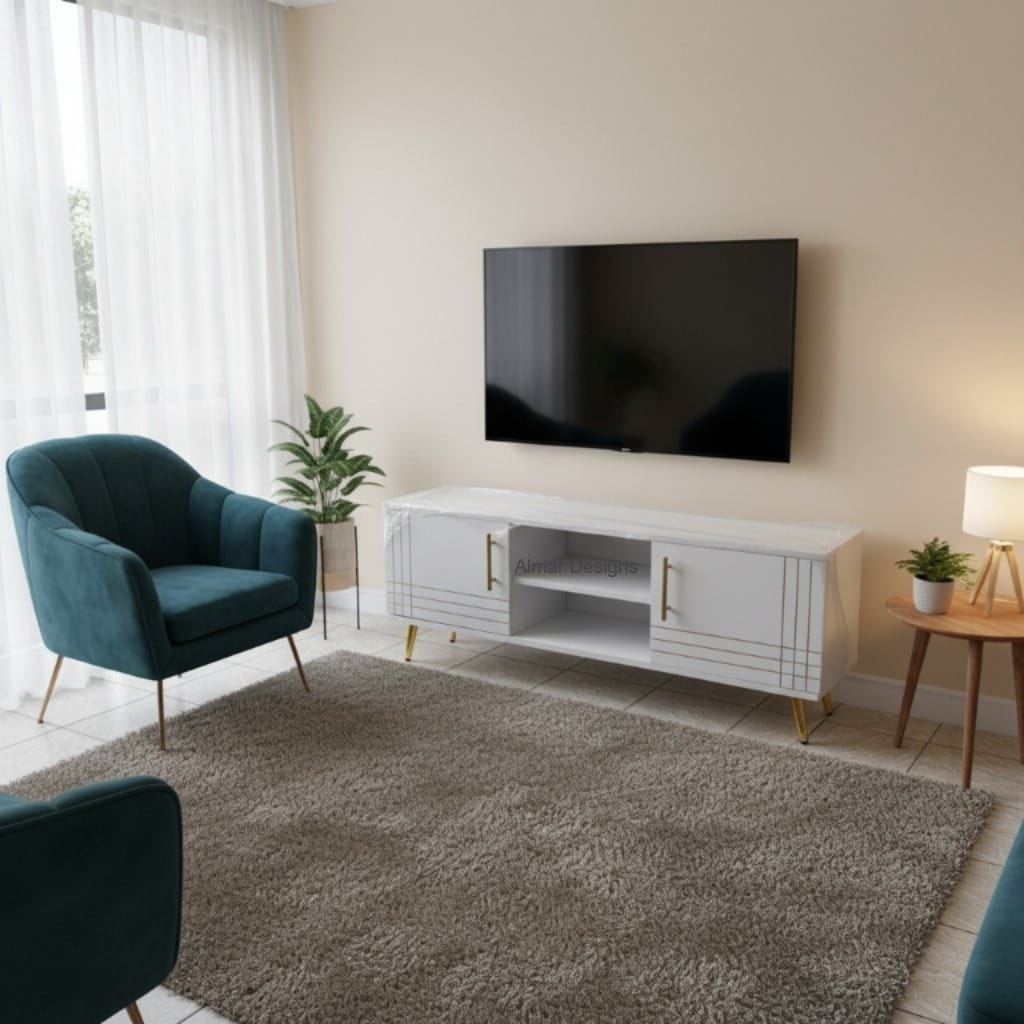 Sydney Modern Wooden TV Stand 4FT White_0