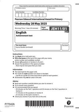 ENGLISH | iPrimary 6 Pearson Edexcel Exam Past Papers