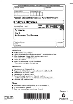 SCIENCE | iPrimary 6 Pearson Edexcel Exam Past Papers
