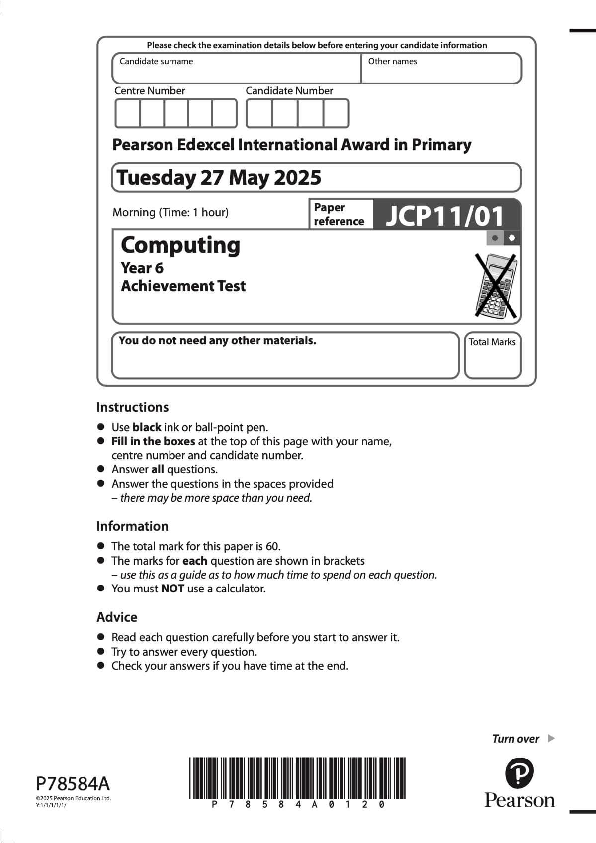 ICT | iPrimary 6 Computing Pearson Edexcel Exam Past Papers_1