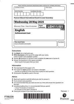 ENGLISH | iLower Secondary Pearson Edexcel Past Papers