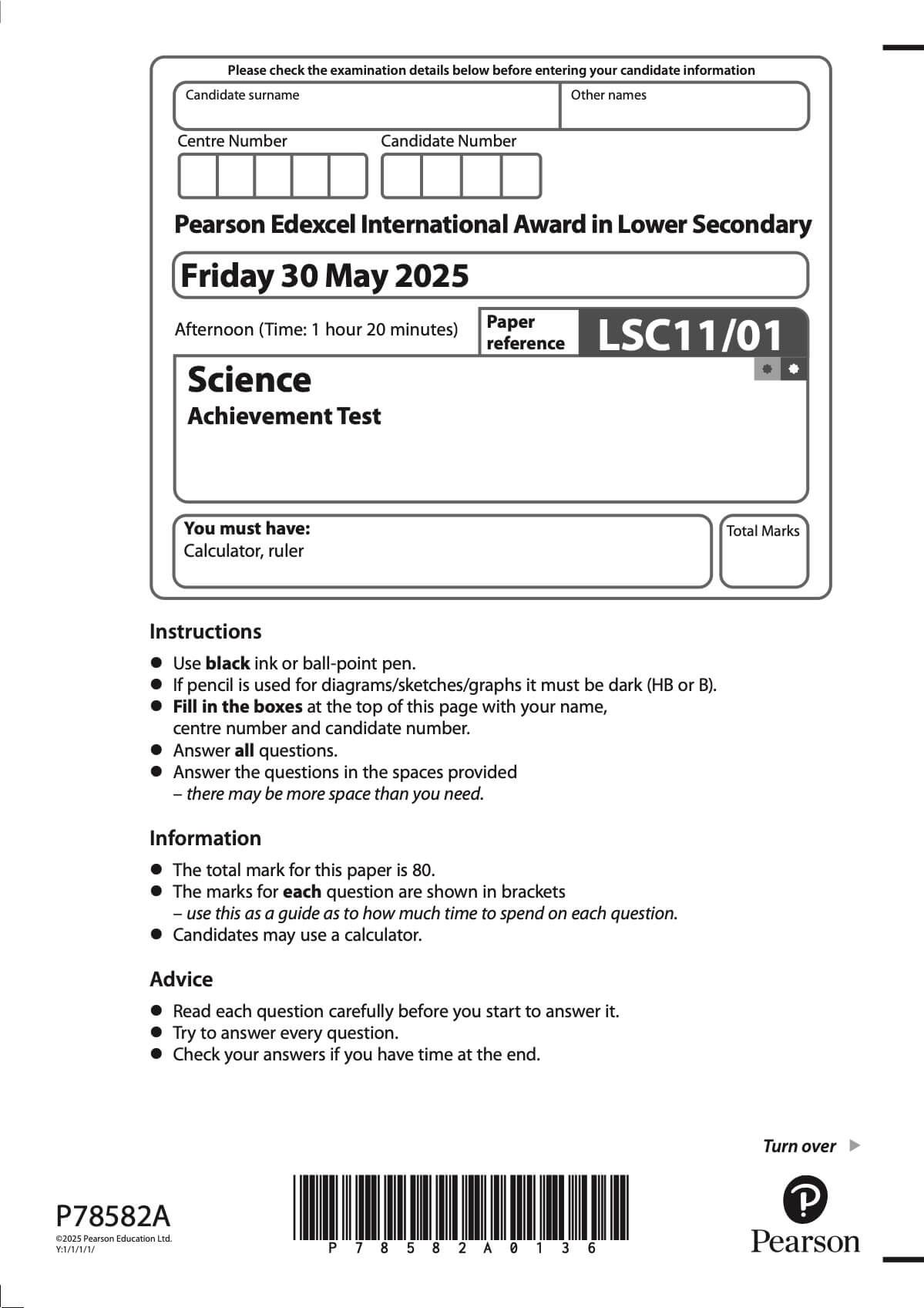 SCIENCE | iLower Secondary Pearson Edexcel Past Papers_1