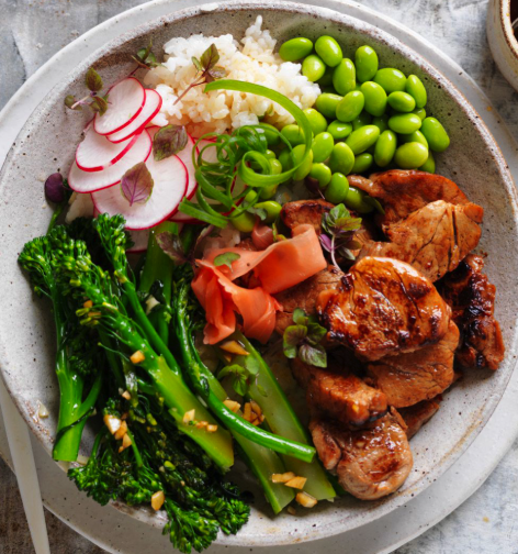 Teriyaki Pork Bowl w/Vegetables  [mon]