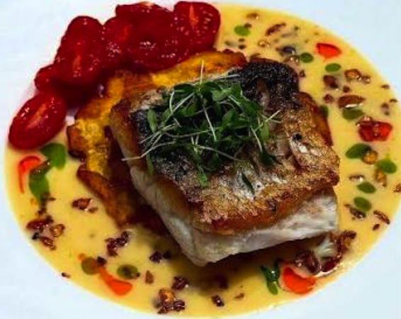 Grilled Corvina w/Plantain Purée (sp)
