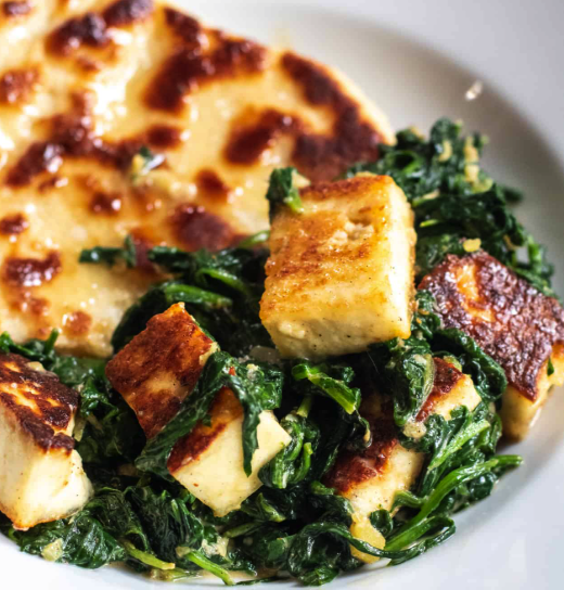 Seared Paneer w/Coconut-Garlic Spinach [fri]