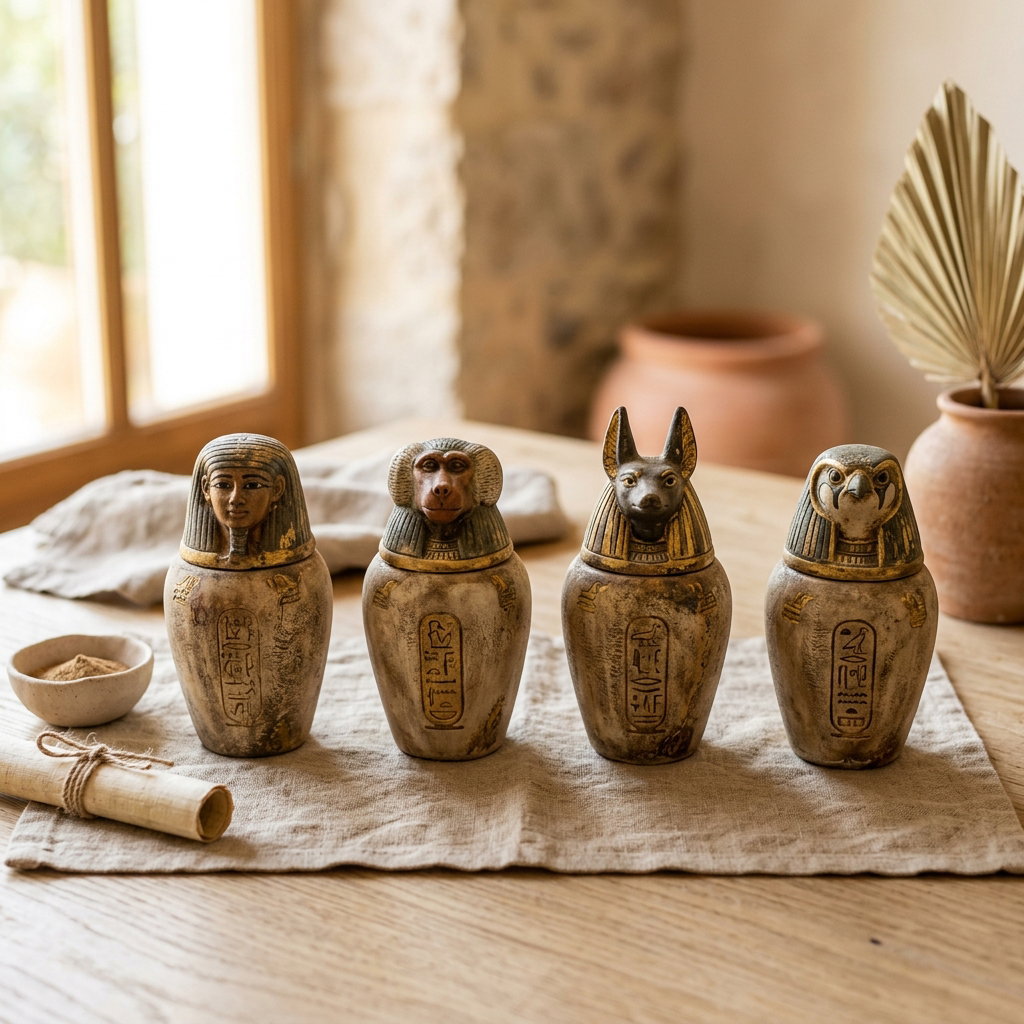 Set Of 4 Jars Egyptian Ancient