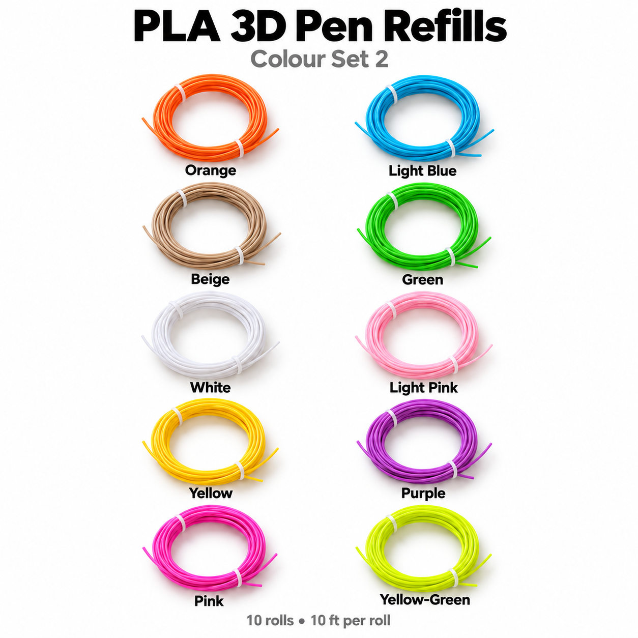 PLA 3D Pen Filament Refills - 10 Rolls_2