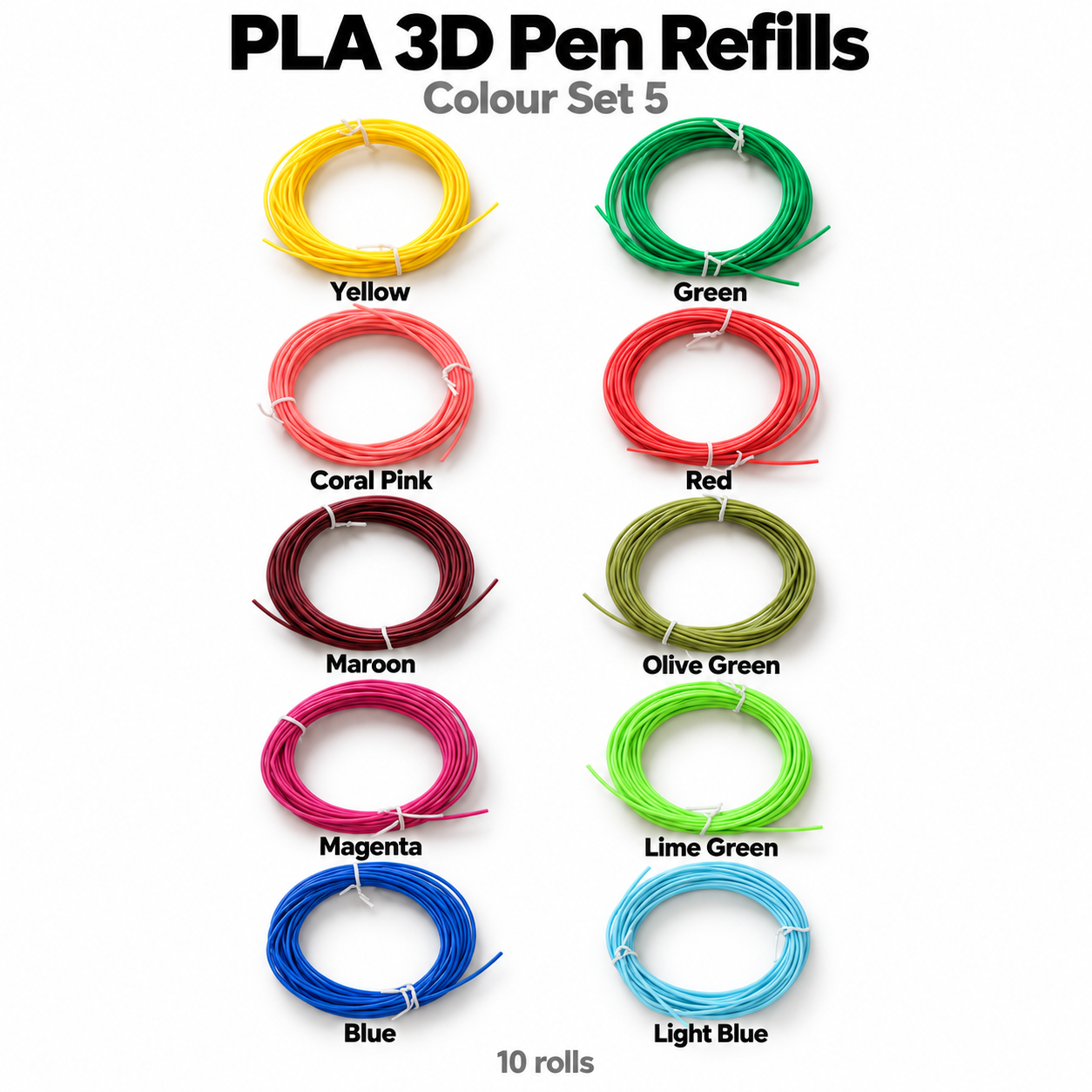 PLA 3D Pen Filament Refills - 10 Rolls_5