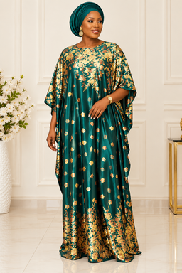 Green Maxi Satin Dress 