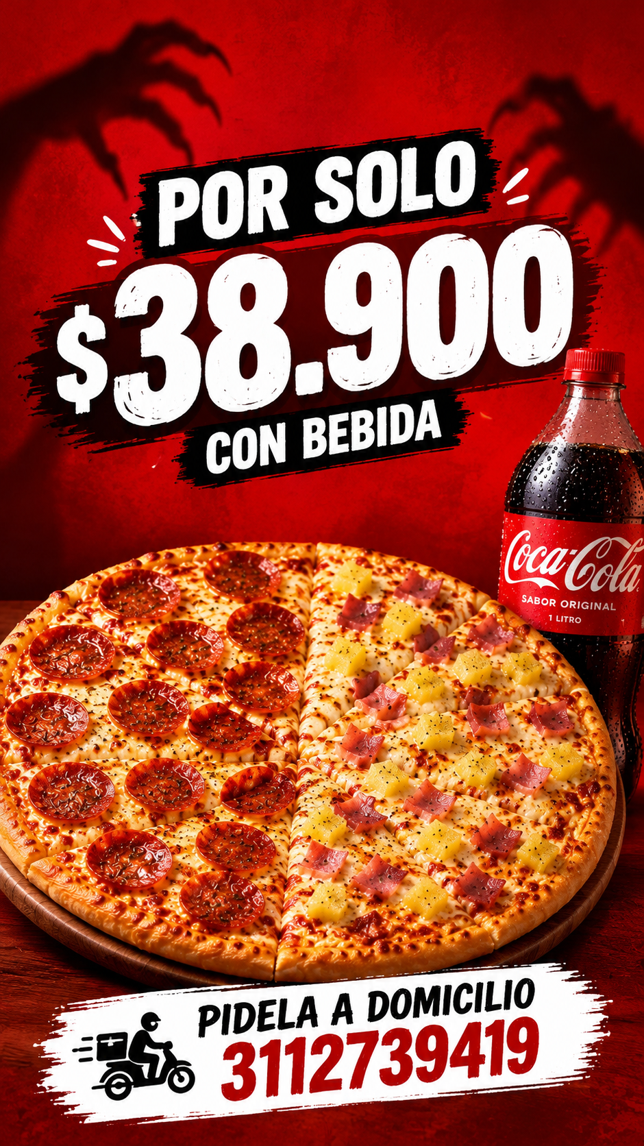 Combo Tradicional Mediana (Pepperoni o Hawaiana)