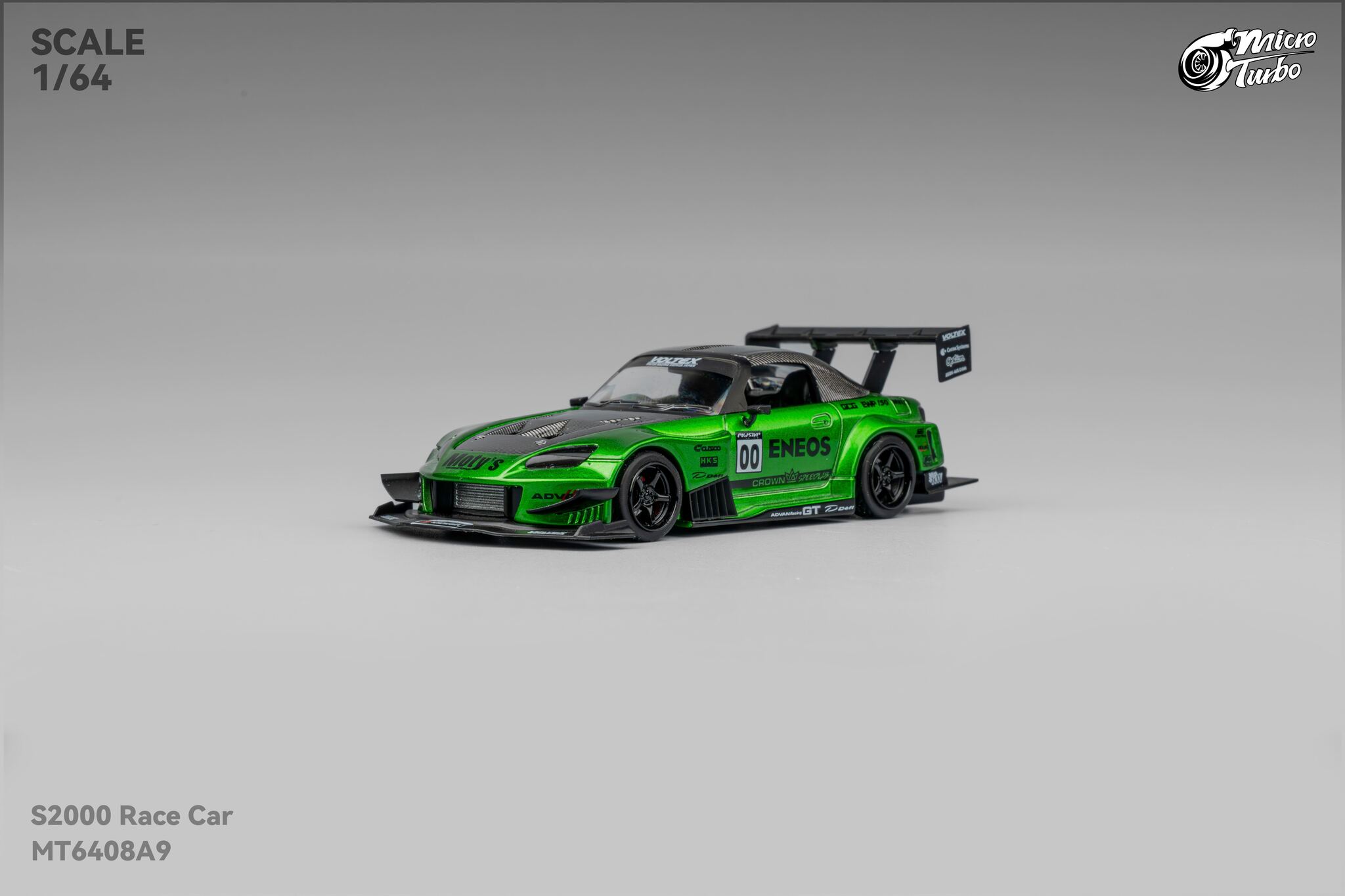 MICRO TURBO MODEL 1/64 HONDA S2000 CUSTOM RACE CAR - METALLIC GREEN_3