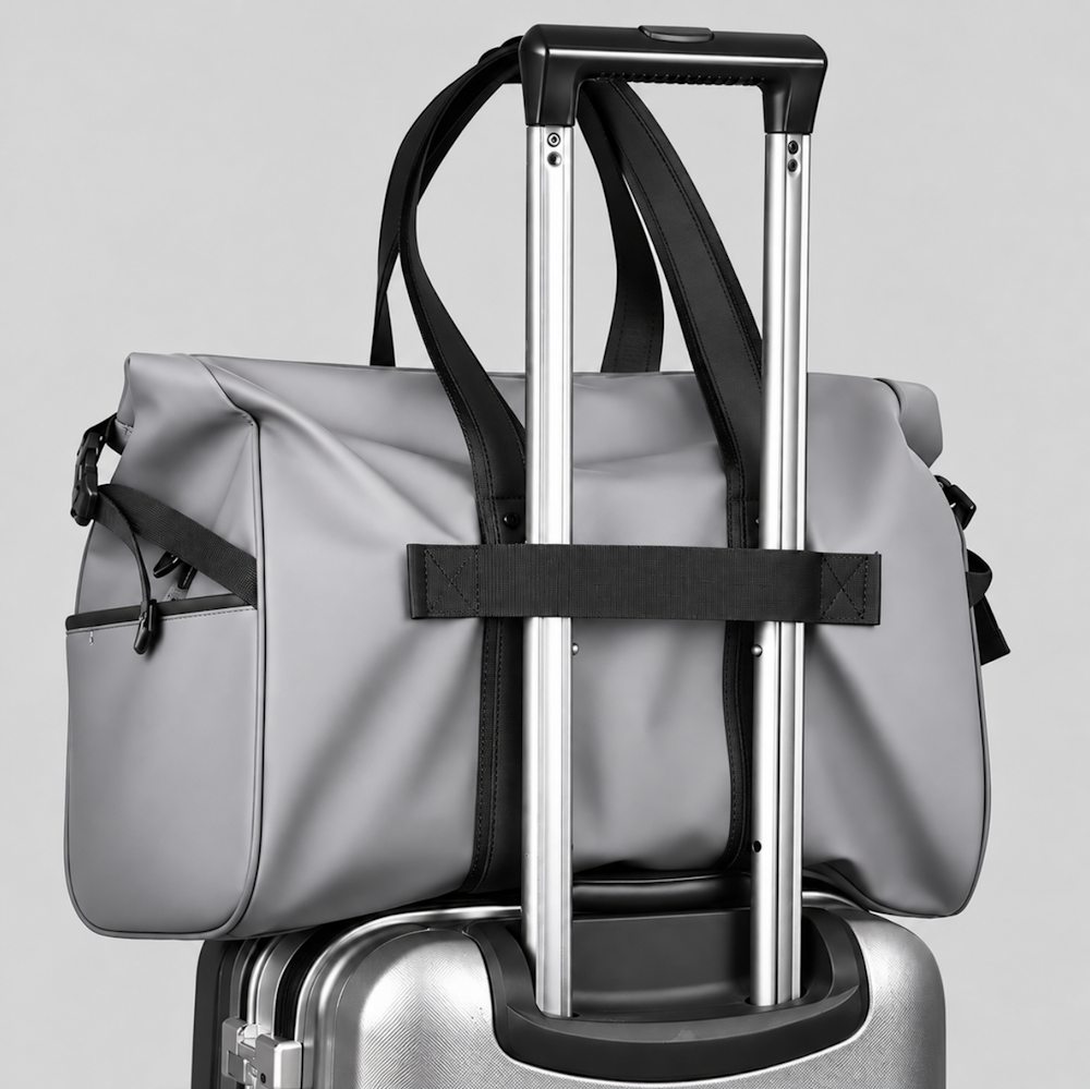 Expandable PU Leather Multi-Pocket Travel Duffel Bag_2