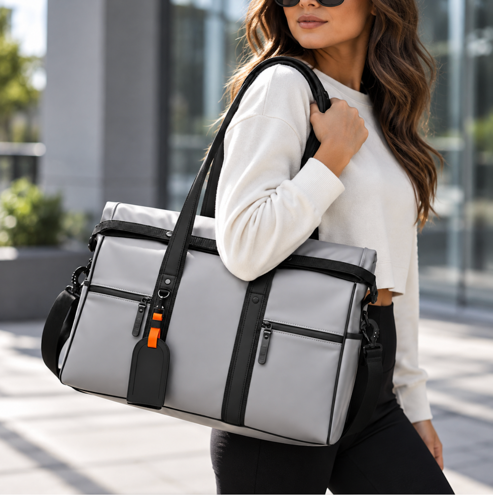 Expandable PU Leather Multi-Pocket Travel Duffel Bag_3