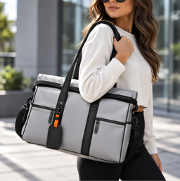 Expandable PU Leather Multi-Pocket Travel Duffel Bag