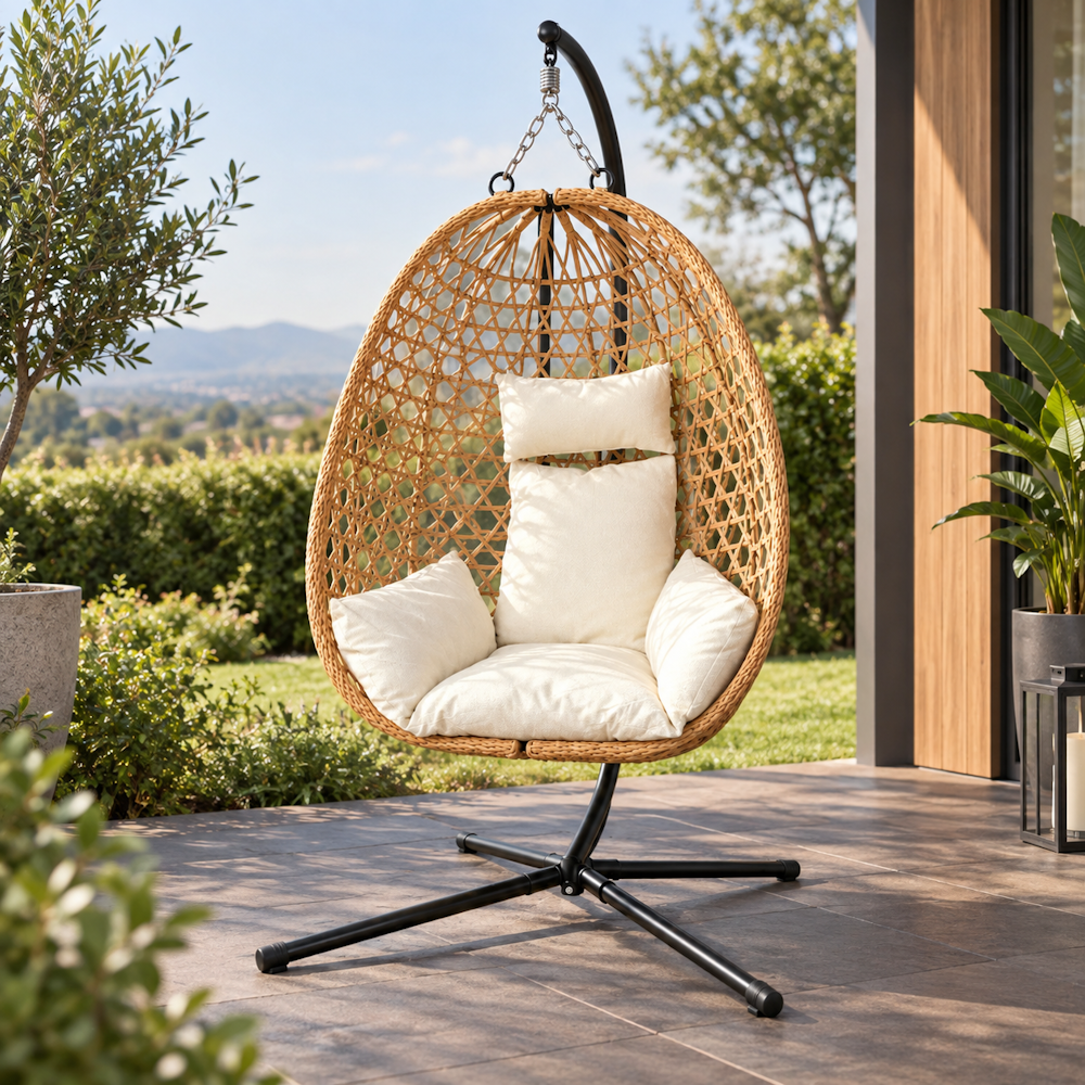 Indoor and Outdoor Capri Hanging Pod Chair with Cushions_0