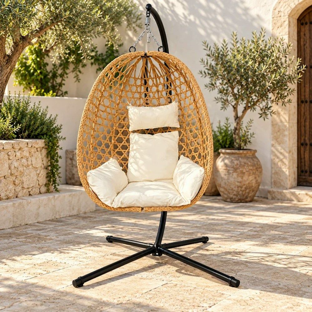 Indoor and Outdoor Capri Hanging Pod Chair with Cushions_1