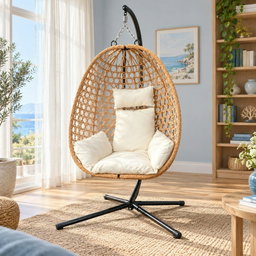 Indoor and Outdoor Capri Hanging Pod Chair with Cushions
