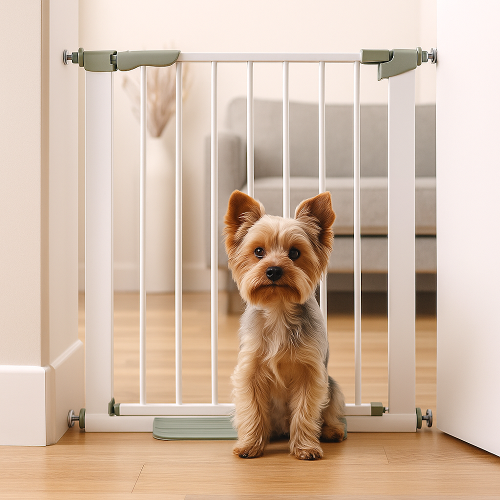 Adjustable Baby and Pet Safety Gate with Auto-Close and Step-Through Pedal_1