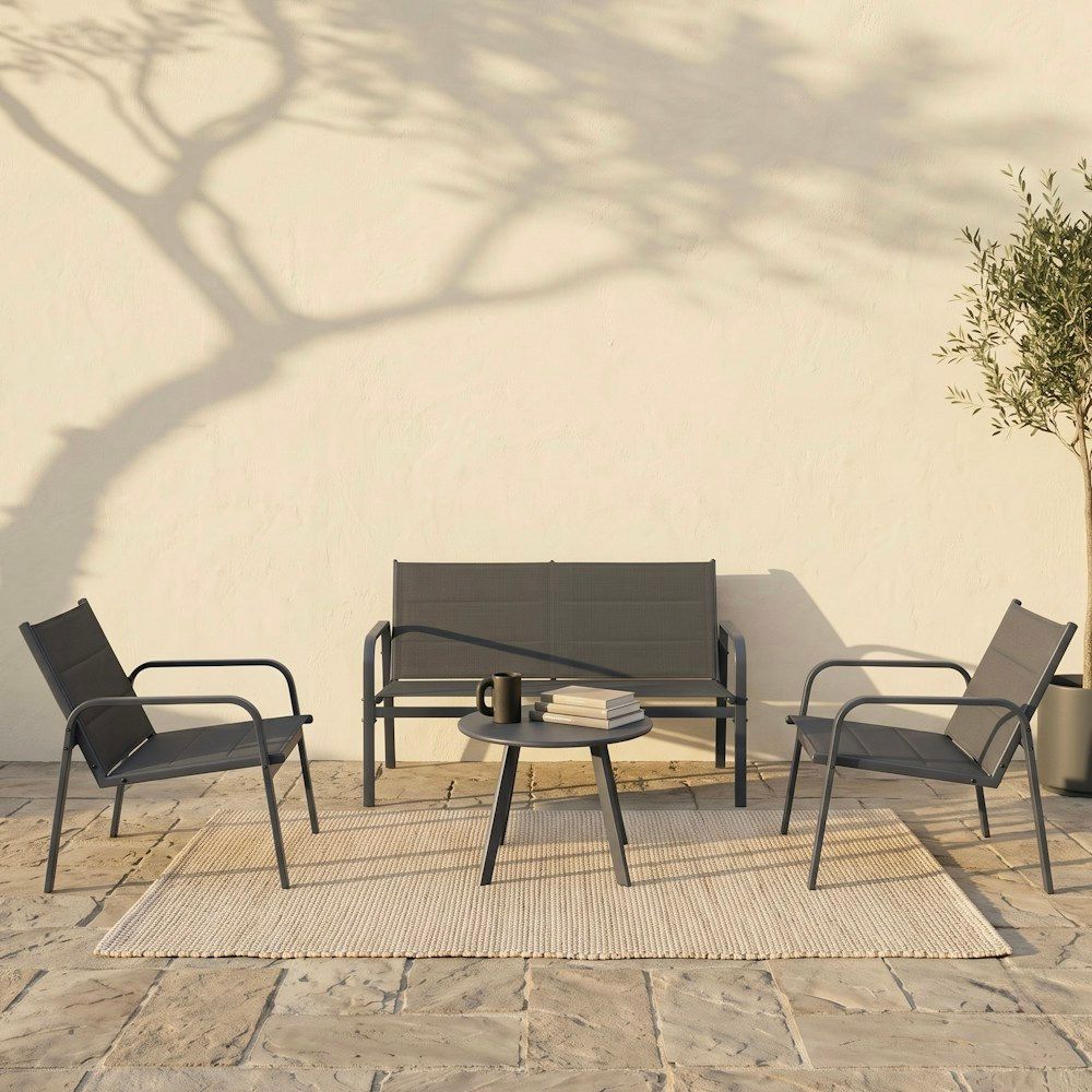 4-Piece Weather-Resistant Padded Steel Patio Set_0