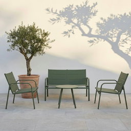 4-Piece Weather-Resistant Padded Steel Patio Set