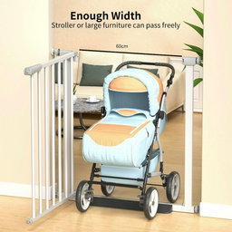 Adjustable Baby and Pet Safety Gate with Auto-Close and Step-Through Pedal