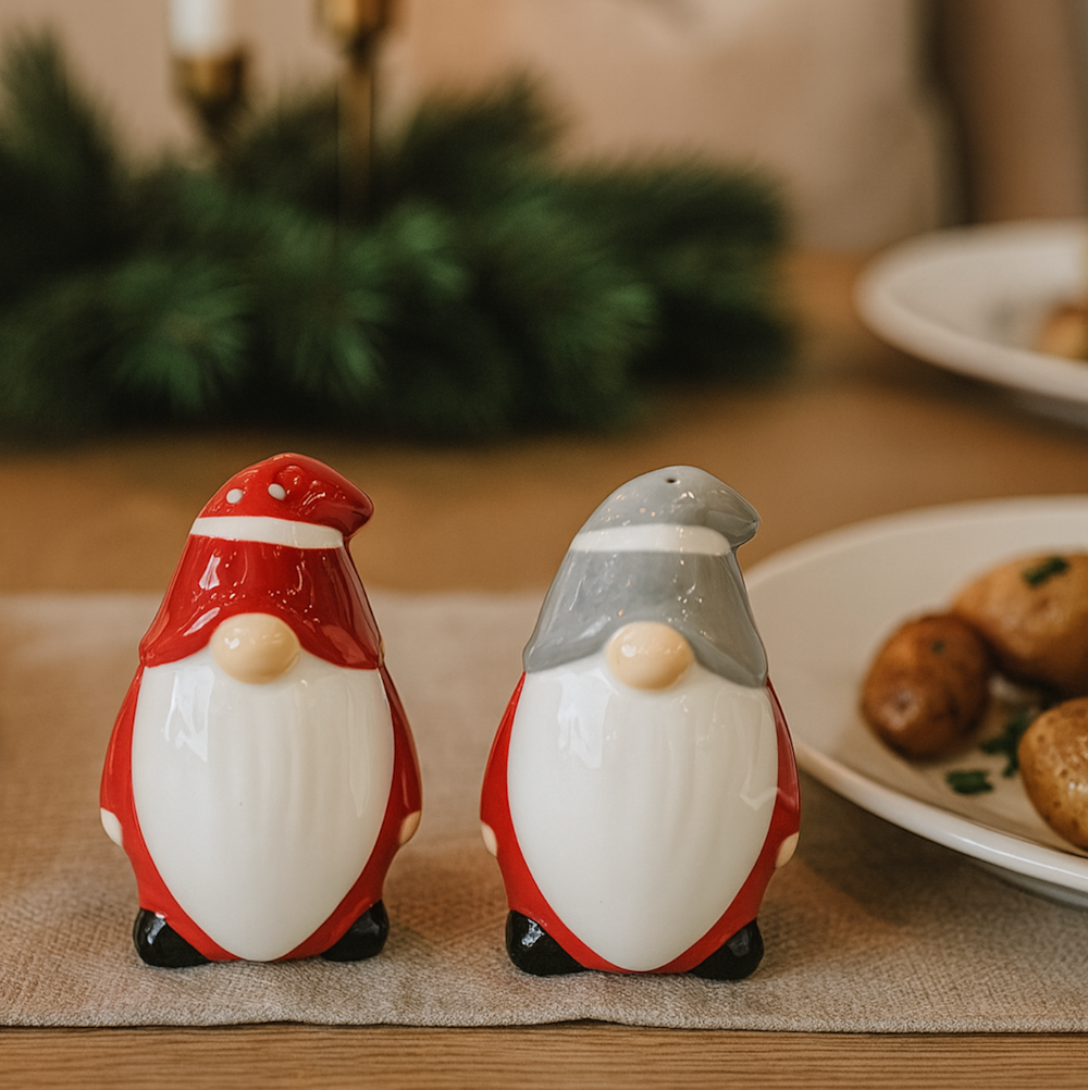 Festive Ceramic Gnome Salt and Pepper Shaker Set_1