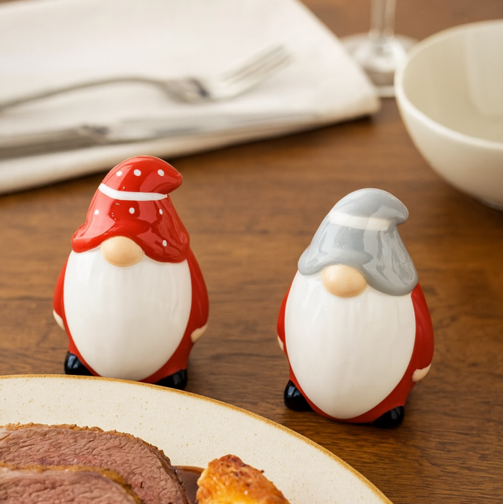 Festive Ceramic Gnome Salt and Pepper Shaker Set_2