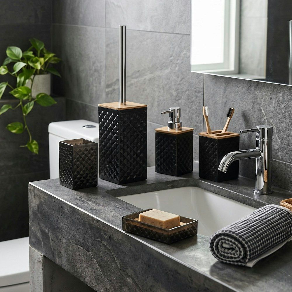 5-Piece Diamond-Cut Bathroom Accessory Set_0
